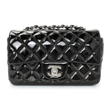 Chanel Black Quilted Patent Mini Rectangular Flap Handbags Chanel