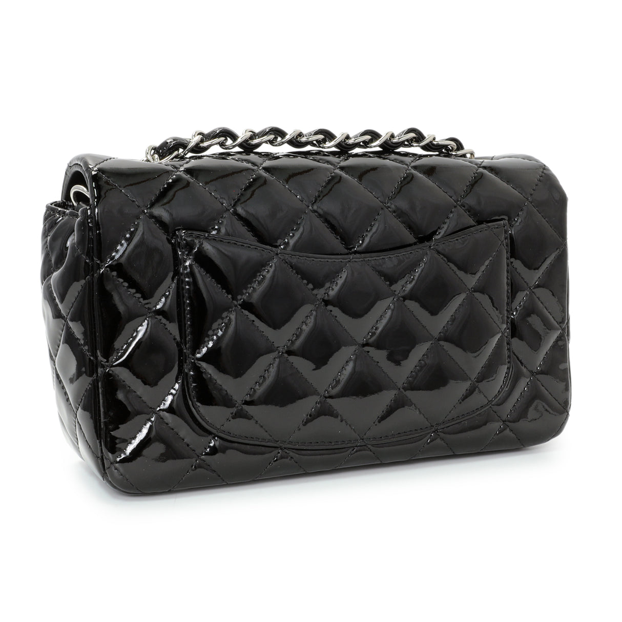 Chanel Black Quilted Patent Mini Rectangular Flap Handbags Chanel