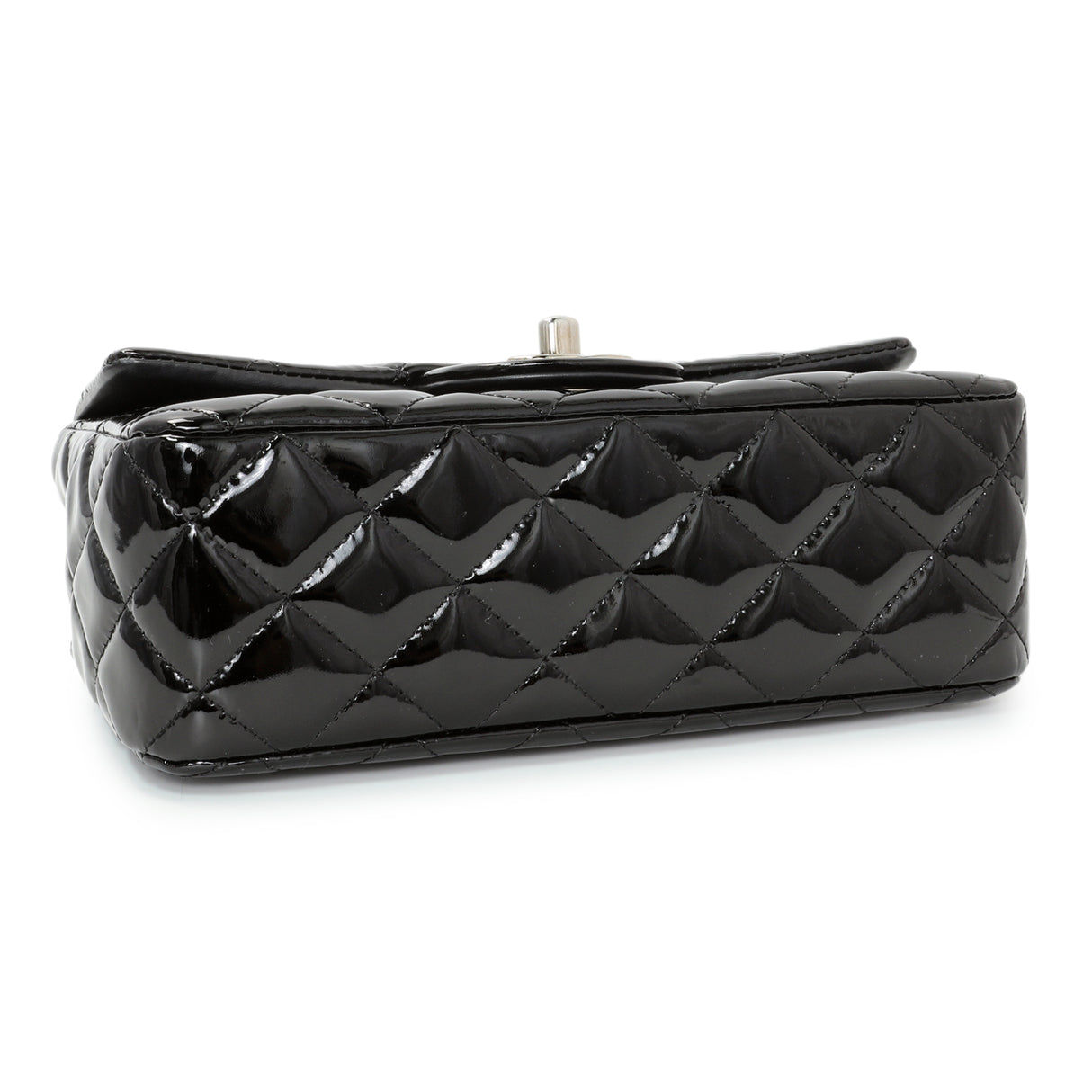 Chanel Black Quilted Patent Mini Rectangular Flap Handbags Chanel