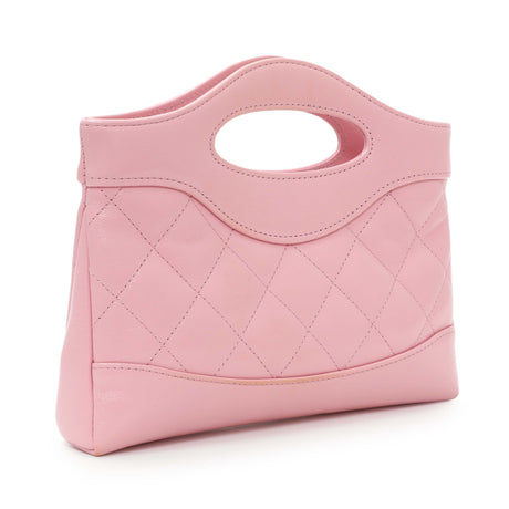 Chanel Pink Shiny Crumpled Calfskin Quilted Nano 31 Shopping Bag