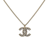 Chanel Gold Crystal CC Pendant Necklace Designer Jewellery Chanel