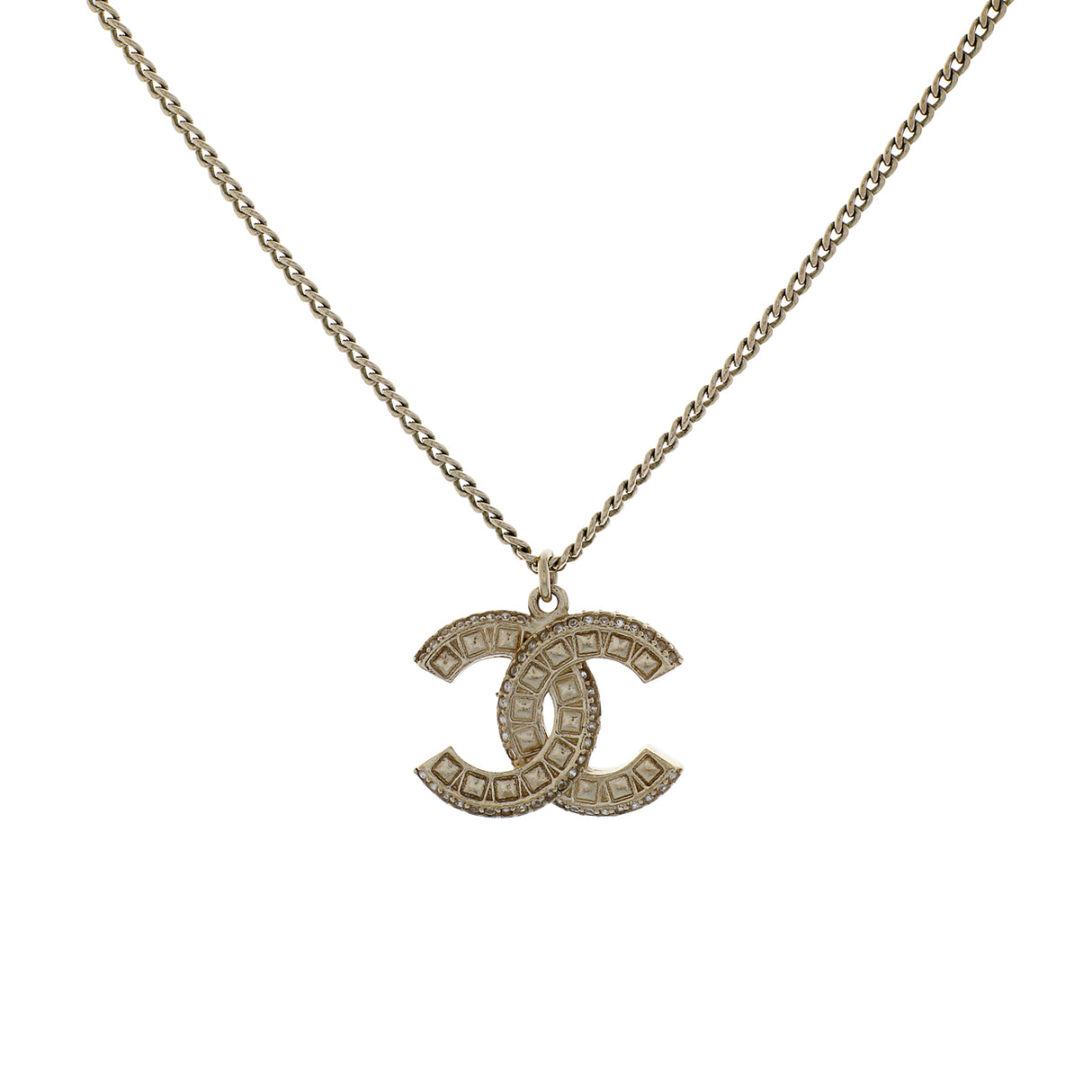 Chanel Gold Crystal CC Pendant Necklace Designer Jewellery Chanel