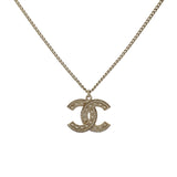 Chanel Gold Crystal CC Pendant Necklace Designer Jewellery Chanel