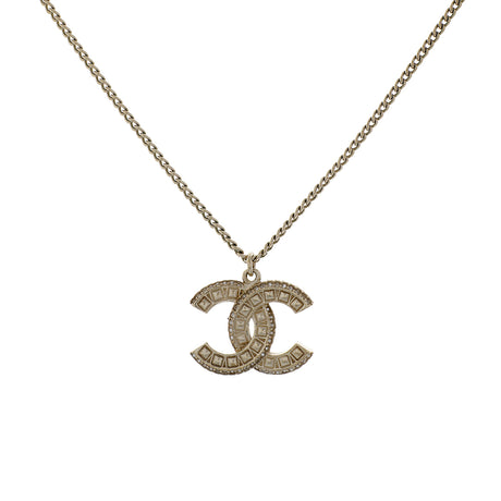 Chanel Gold Crystal CC Pendant Necklace Designer Jewellery Chanel