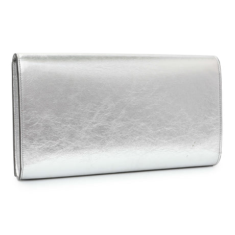 Saint Laurent Metallic Silver Belle De Jour Large Clutch