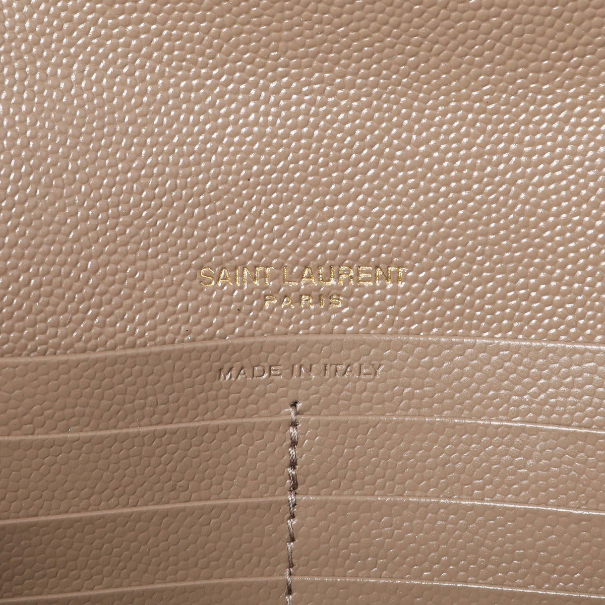 Saint Laurent Dark Beige Grain De Poudre Cassandre Chain Wallet