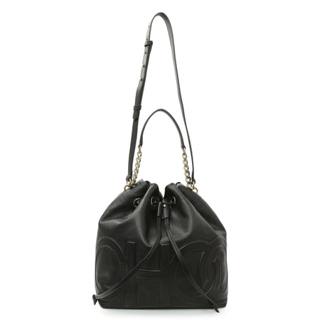 Jimmy Choo Black Nappa Leather Juno Solid Drawstring Bucket Bag Handbags Jimmy Choo