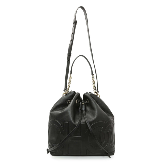 Jimmy Choo Black Nappa Leather Juno Solid Drawstring Bucket Bag Handbags Jimmy Choo