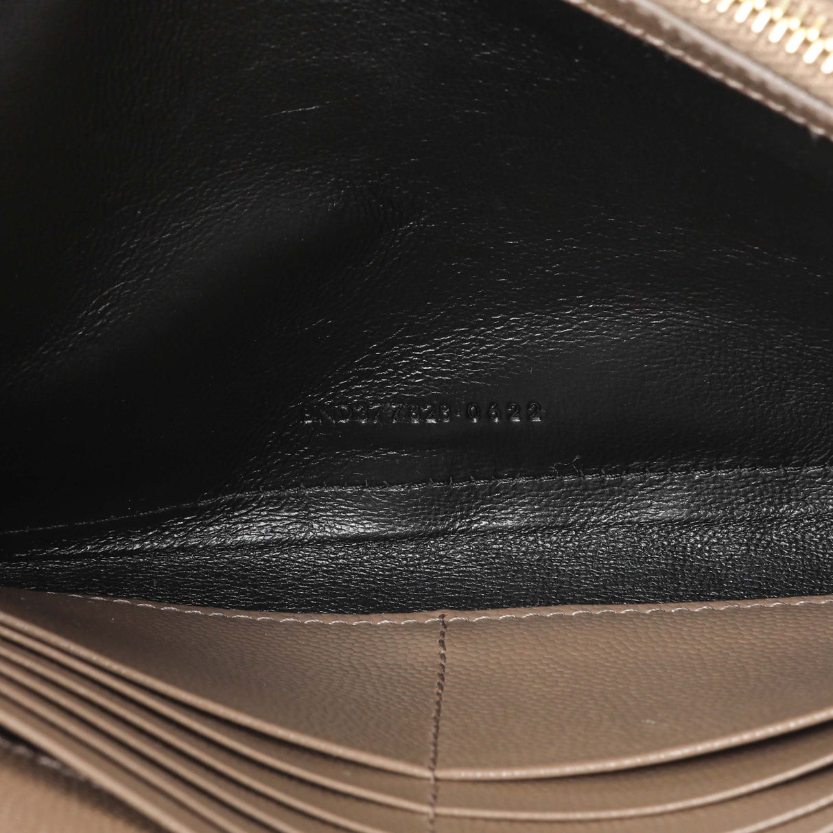 Saint Laurent Dark Beige Grain De Poudre Cassandre Chain Wallet