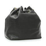 Jimmy Choo Black Nappa Leather Juno Solid Drawstring Bucket Bag Handbags Jimmy Choo