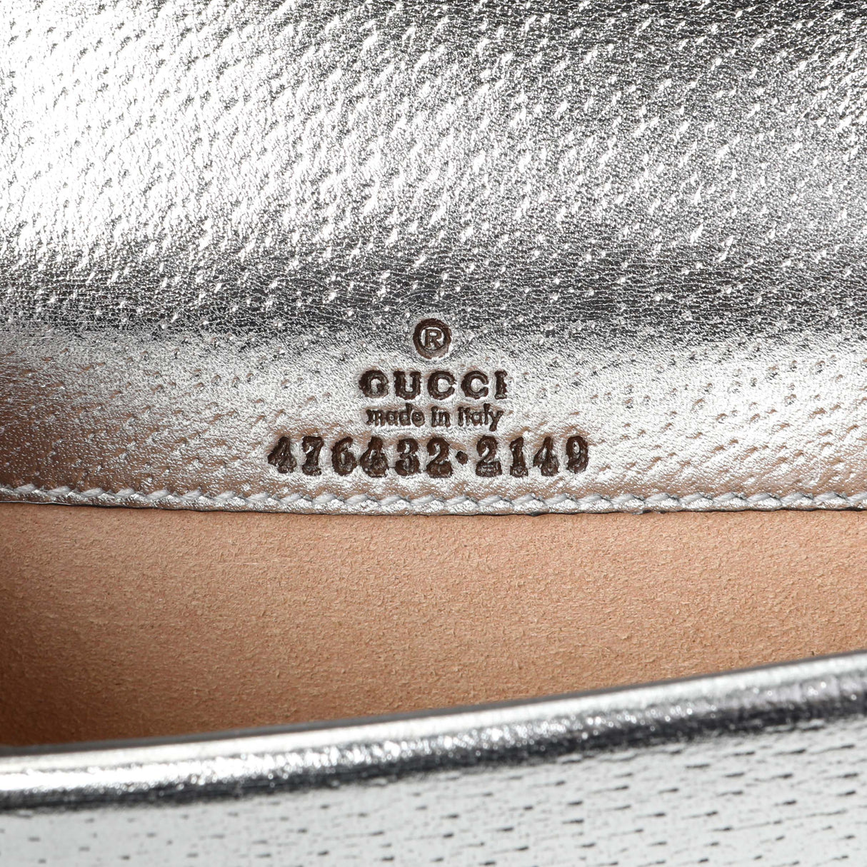 Gucci Silver Metallic Calfskin Super Mini Dionysus Shoulder Bag Handbags Gucci