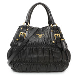Prada Black Nappa Leather Gaufre Tote Handbags Prada