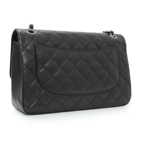 Chanel Black Quilted Caviar Jumbo Double Flap