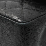Chanel Black Quilted Caviar Jumbo Double Flap