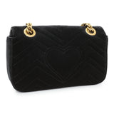 Gucci Black Velvet Matelasse Mini GG Marmont Shoulder Bag Handbags Gucci