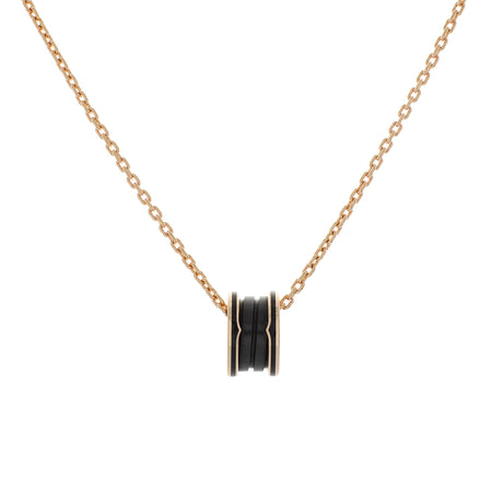 Bulgari 18K Rose Gold Black Ceramic B.zero1 Pendant Necklace Designer Jewellery Bulgari