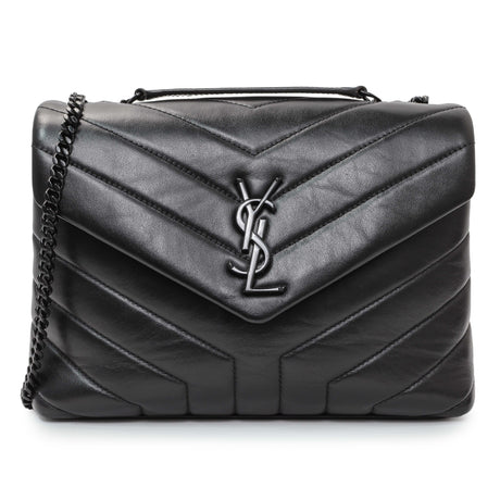 Saint Laurent Black Calfskin Y Quilted Monogram Small Loulou Chain Satchel Handbags Saint Laurent