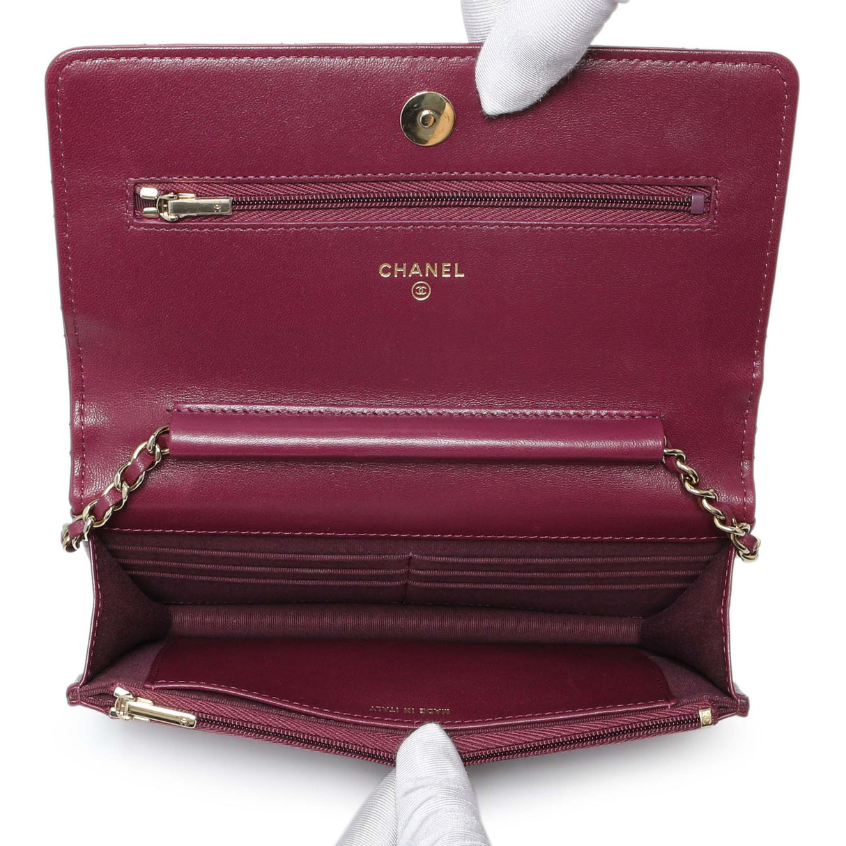 Chanel Purple Lambskin Quilted Wallet On Chain Handbags Chanel