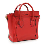 Celine Red Drummed Calfskin Nano Luggage Handbags Celine