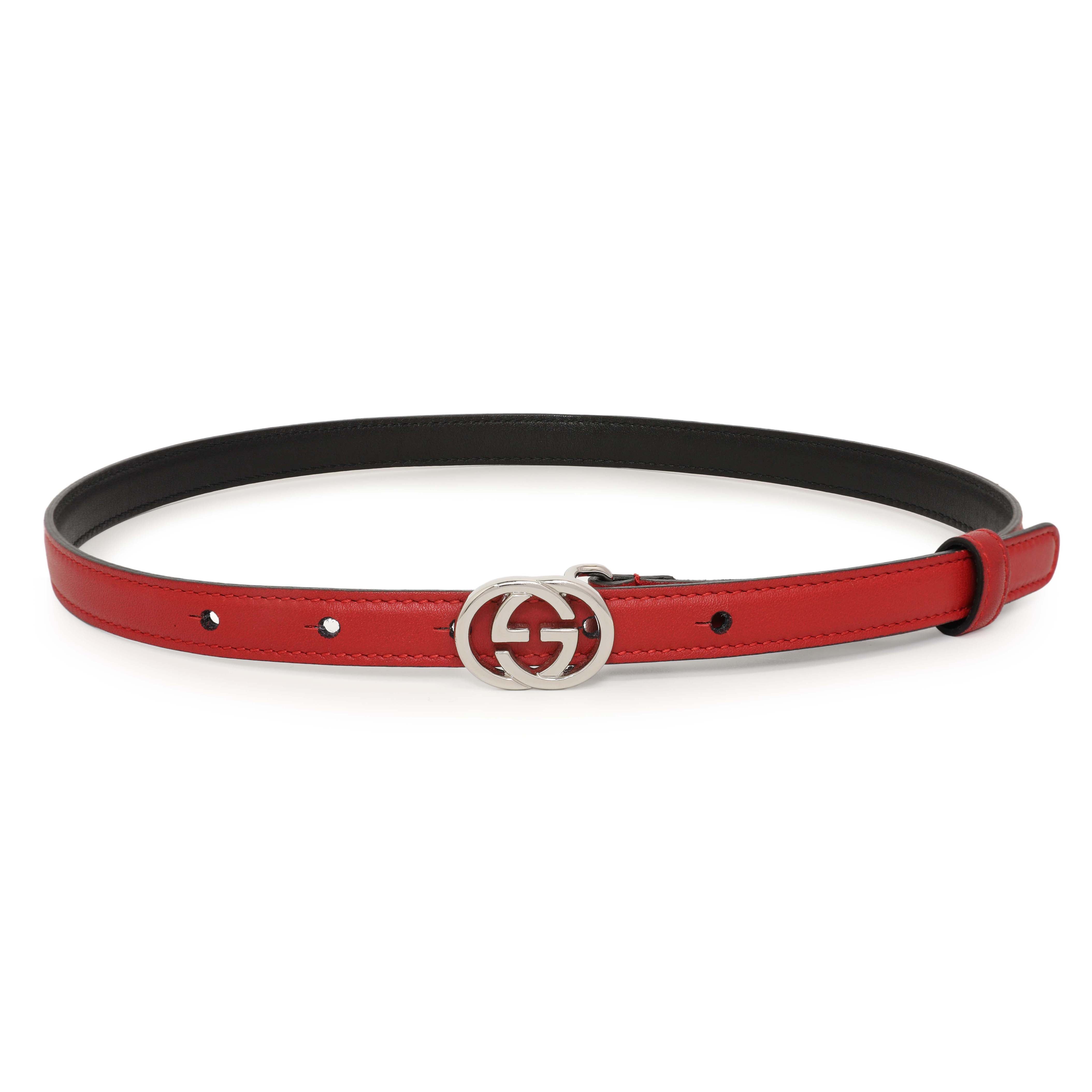 GUCCI ベルト Gucci Red Calfskin Interlocking G 15mm Belt – Modaselle
