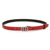 Gucci Red Calfskin Interlocking G 15mm Belt