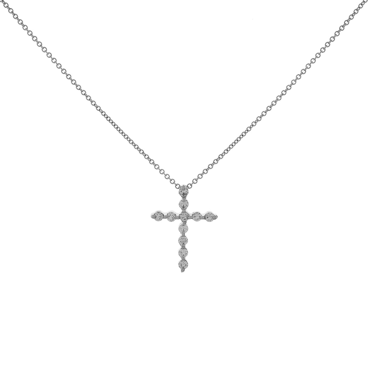 14K White Gold 0.42 Carat Diamond Cross Pendant