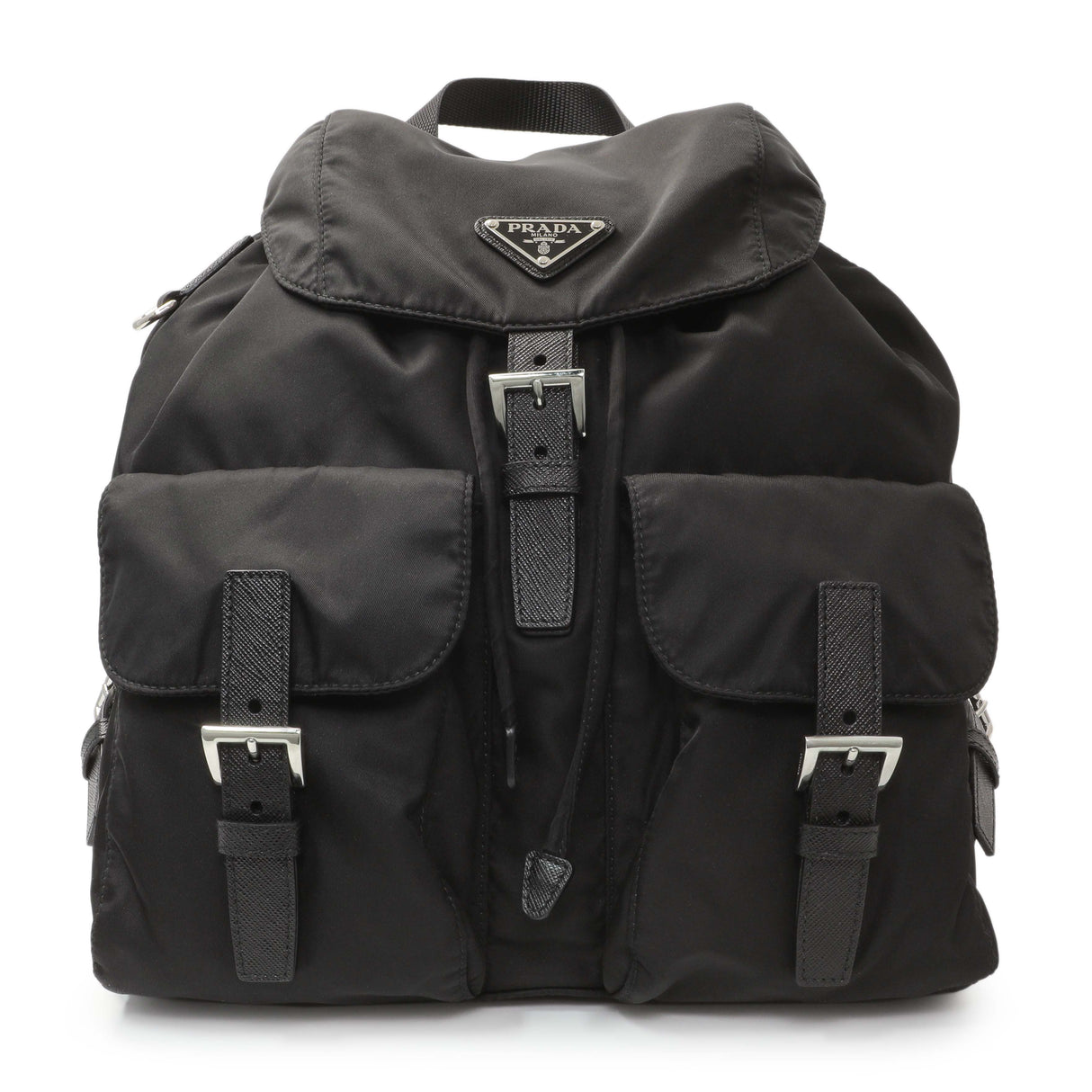 Prada Black Re-Nylon Vela Saffiano Small Backpack Handbags Prada
