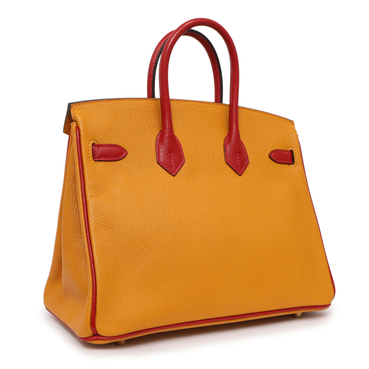 Hermes Jaune D'or Rouge Chevre Birkin 25