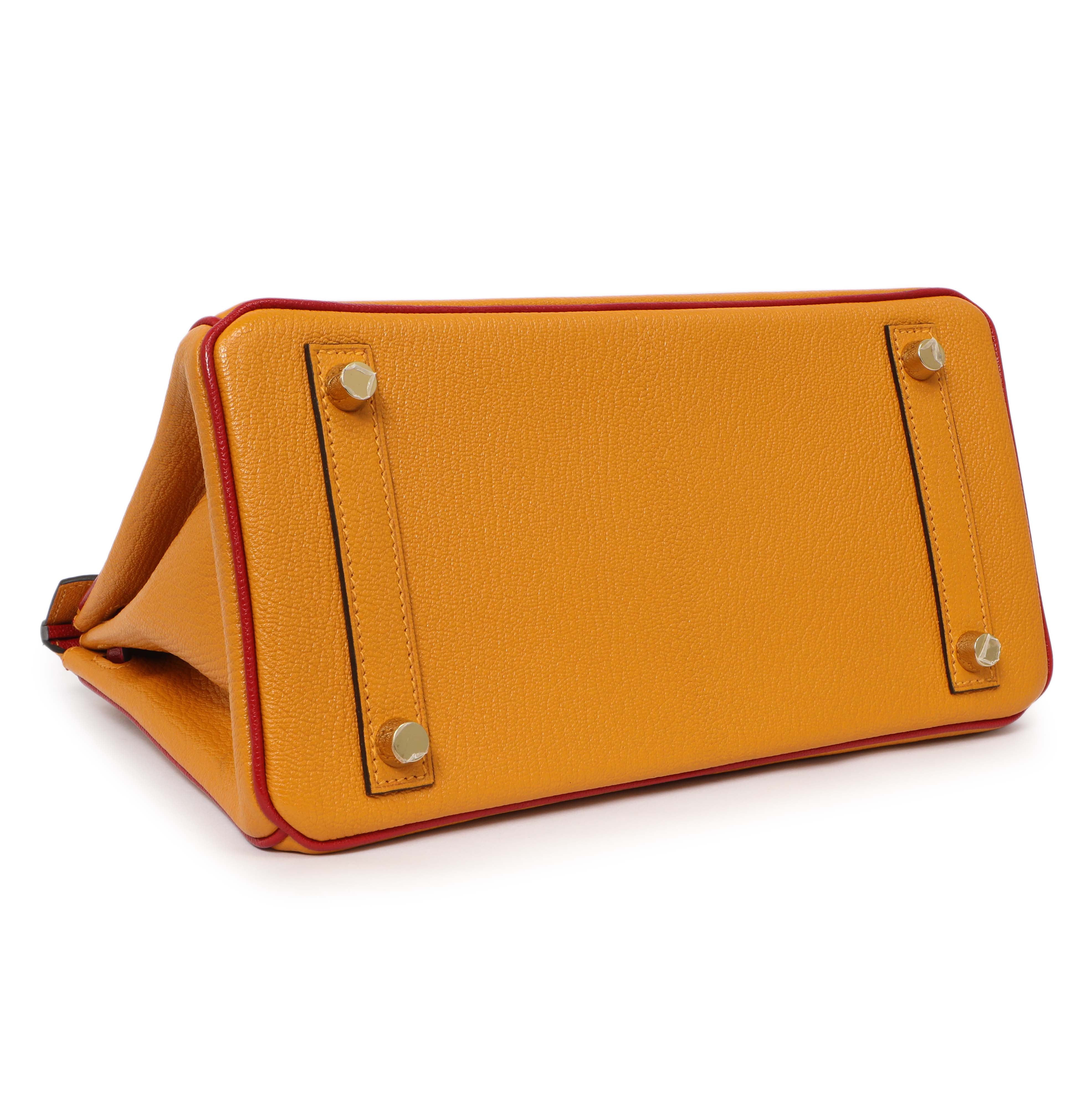 Hermes Jaune D'or Rouge Chevre Birkin 25 – Modaselle