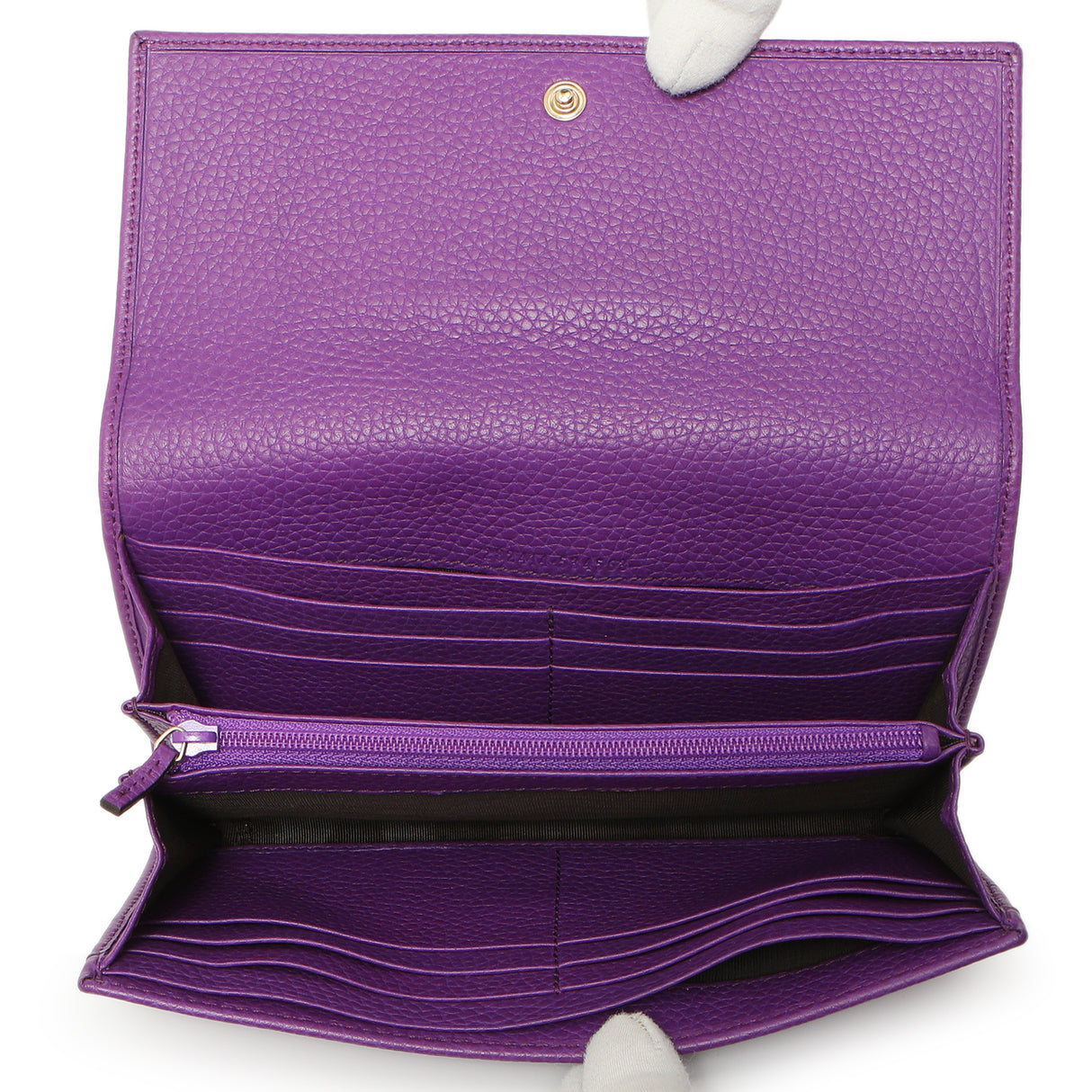 Gucci Purple Pebbled Calfskin Large Soho Continental Wallet