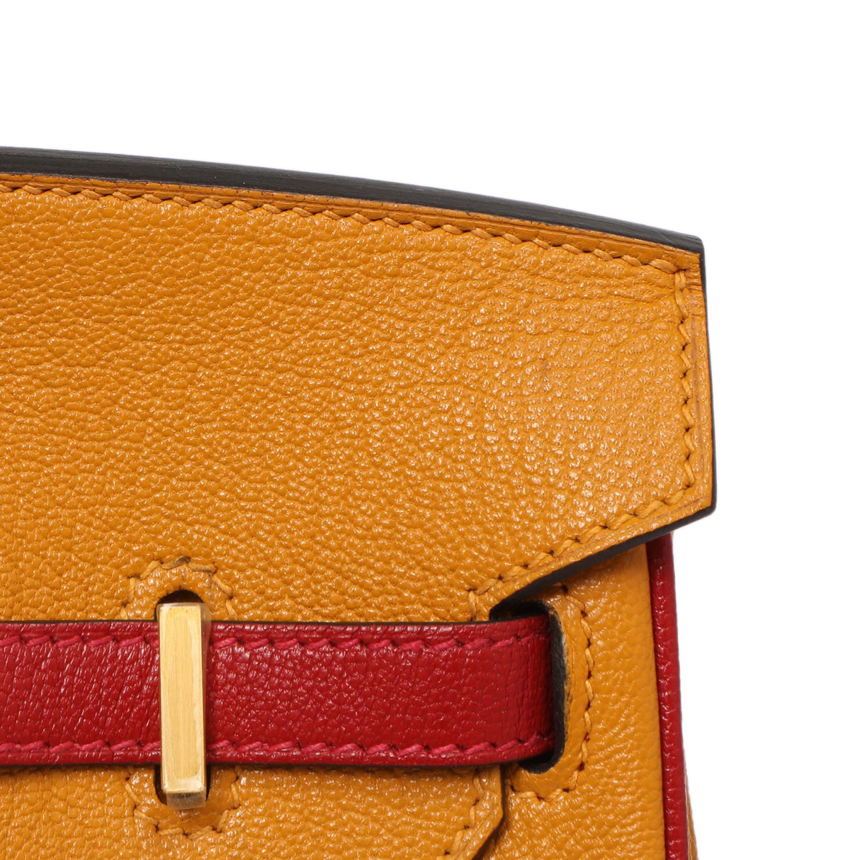 Hermes Jaune D'or Rouge Chevre Birkin 25