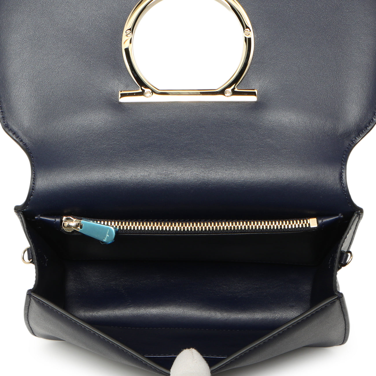 Salvatore Ferragamo Navy Calfskin Vela Crossbody Bag Modaselle