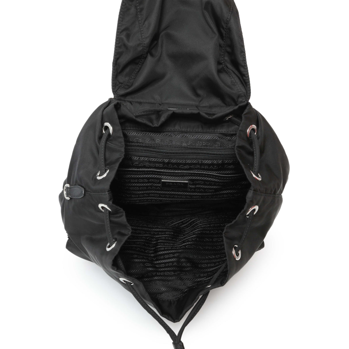 Prada Black Re-Nylon Vela Saffiano Small Backpack Handbags Prada
