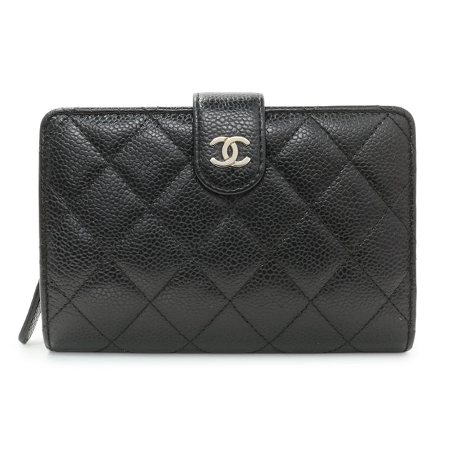 Chanel Black Caviar Quilted CC French Wallet Accessories Chanel