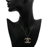 Chanel Gold Silver Aged Hardware Crystal CC Pendant Necklace Designer Jewellery Chanel