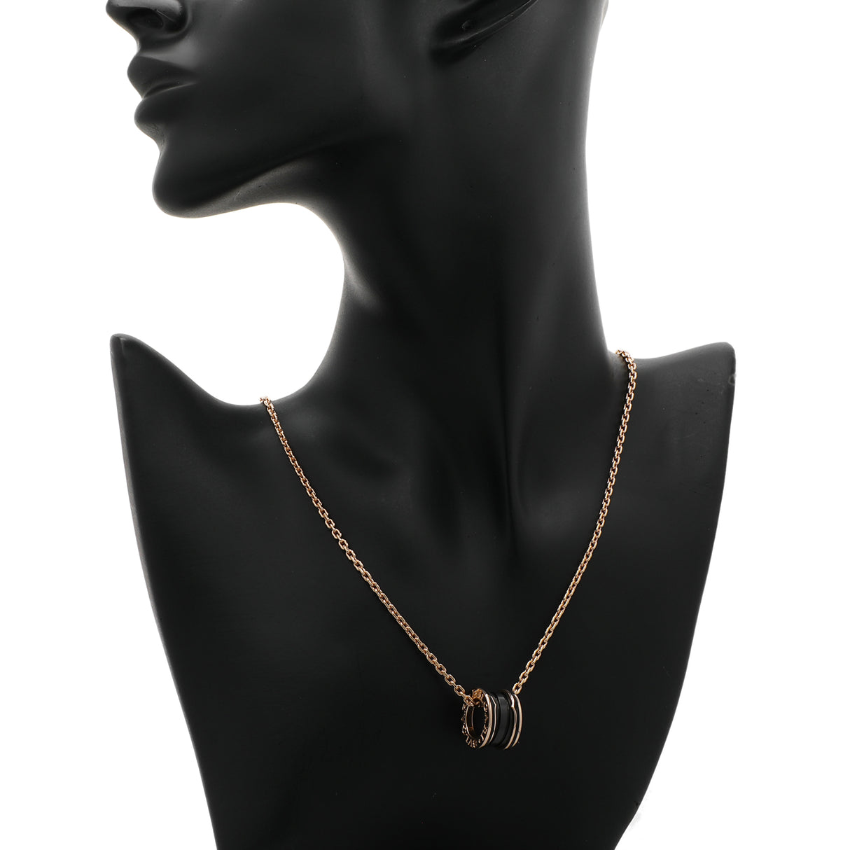 Bulgari 18K Rose Gold Black Ceramic B.zero1 Pendant Necklace Designer Jewellery Bulgari