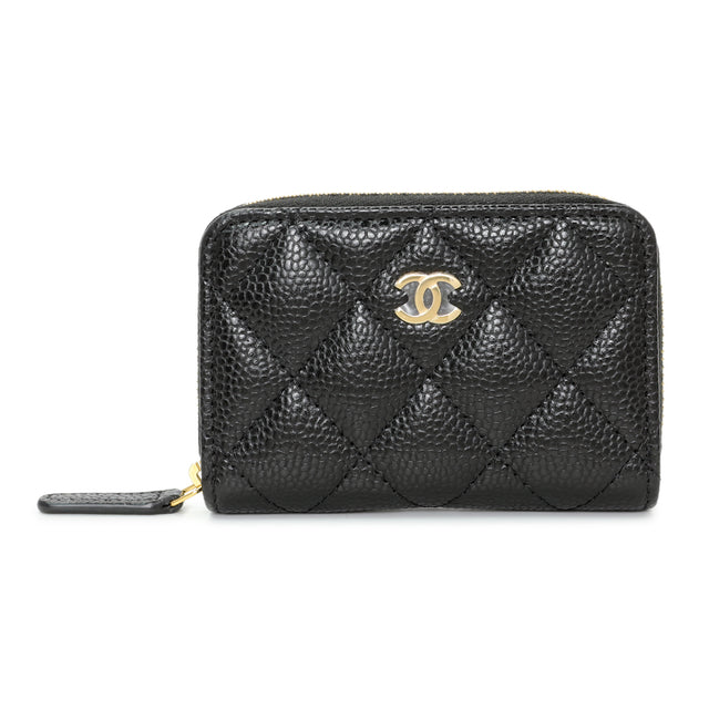 Chanel Black Caviar Quilted Zip Coin Purse Accessories Chanel