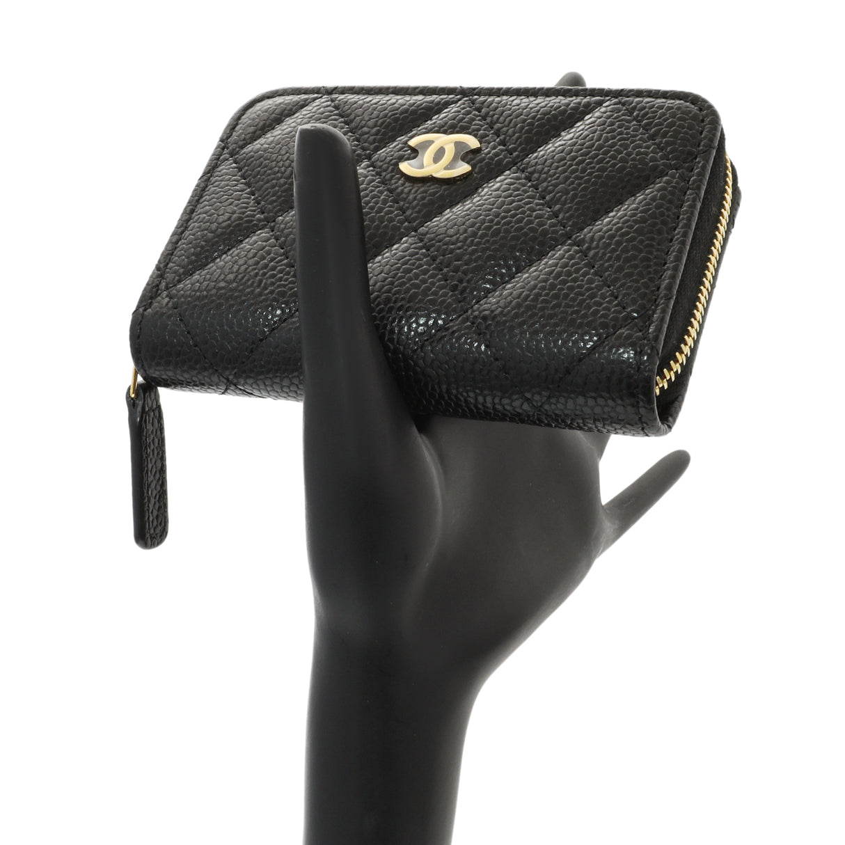 Chanel Black Caviar Quilted Zip Coin Purse Accessories Chanel