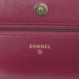 Chanel Purple Lambskin Quilted Wallet On Chain Handbags Chanel