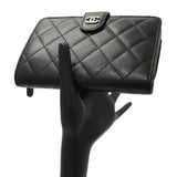 Chanel Black Caviar Quilted CC French Wallet Accessories Chanel