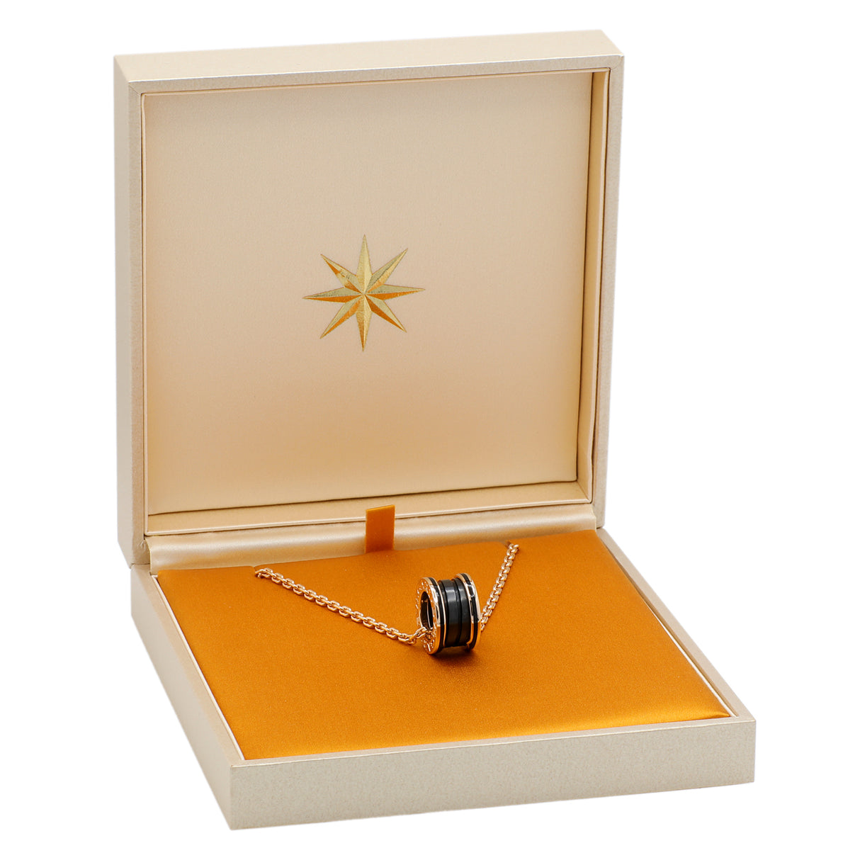 Bulgari 18K Rose Gold Black Ceramic B.zero1 Pendant Necklace Designer Jewellery Bulgari