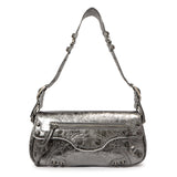 Balenciaga Silver Lambskin Le Cagole Small Sling Bag