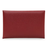 Hermes Burgundy Epsom Calvi Card Case Accessories Hermes