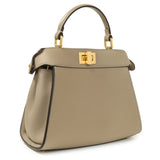 Fendi Grey Nappa Pocket Mini Peekaboo Iconic Satchel