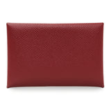 Hermes Burgundy Epsom Calvi Card Case Accessories Hermes
