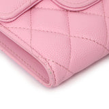 Chanel Pink Quilted Caviar Compact Flap Wallet