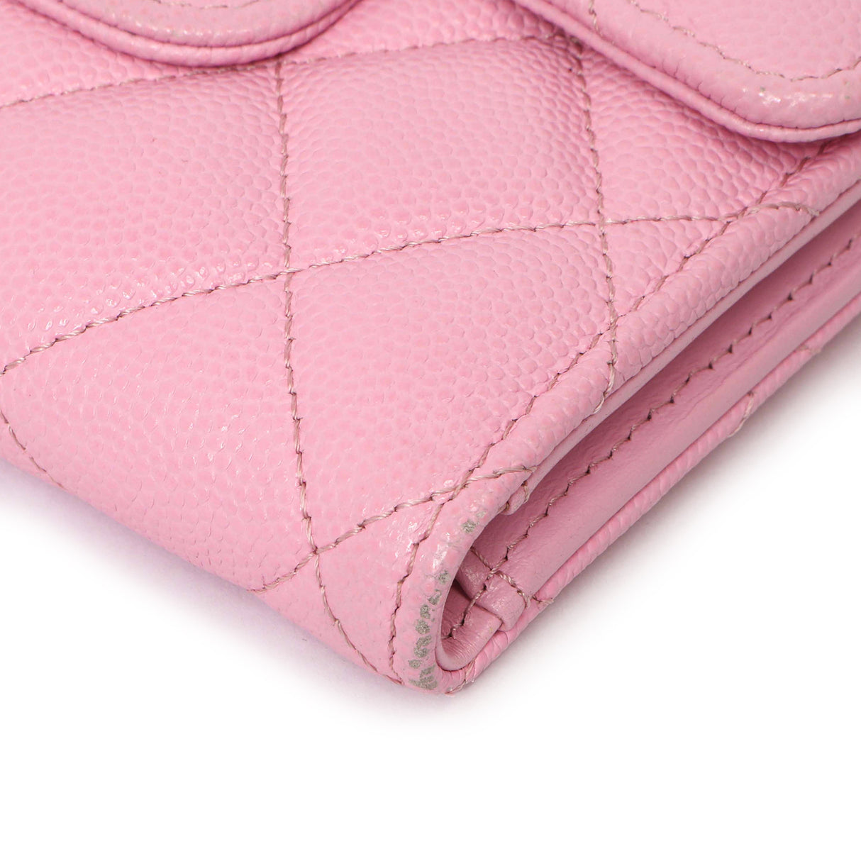 Chanel Pink Quilted Caviar Compact Flap Wallet