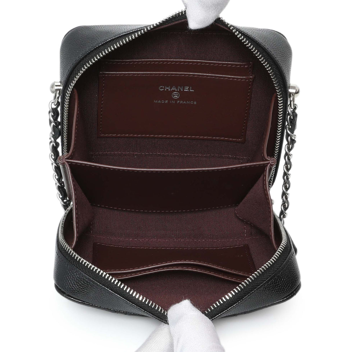 Chanel Black Quilted Caviar CC Vanity Case with Chain Handbags Chanel