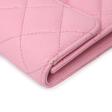 Chanel Pink Quilted Caviar Compact Flap Wallet