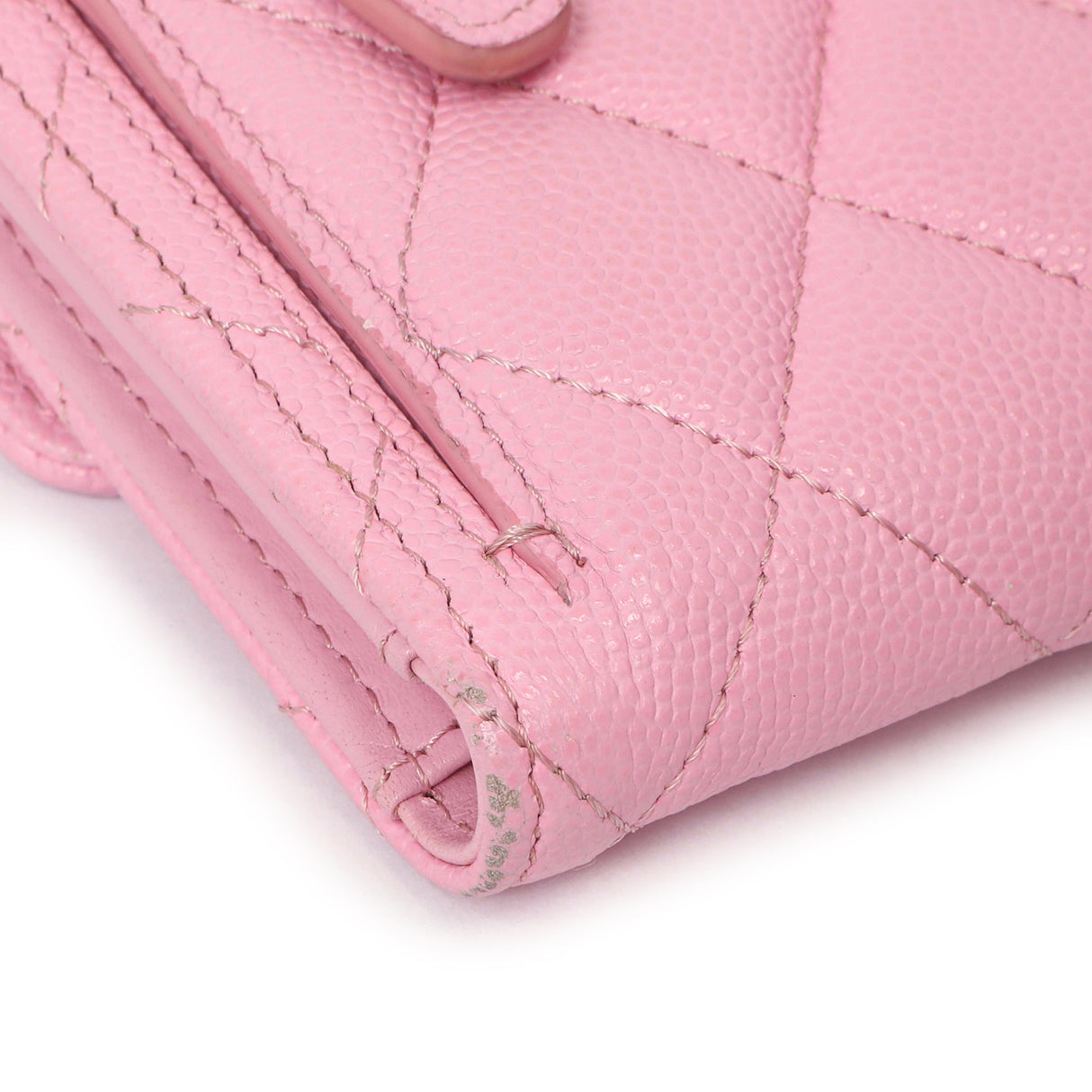 Chanel Pink Quilted Caviar Compact Flap Wallet